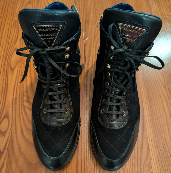 Valentina Rangoni Black Leather/Quilted Booties - Size 6.5M - Picture 10 of 12